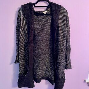 Urban Outfitters Black and White Hooded Cardigan Sweater